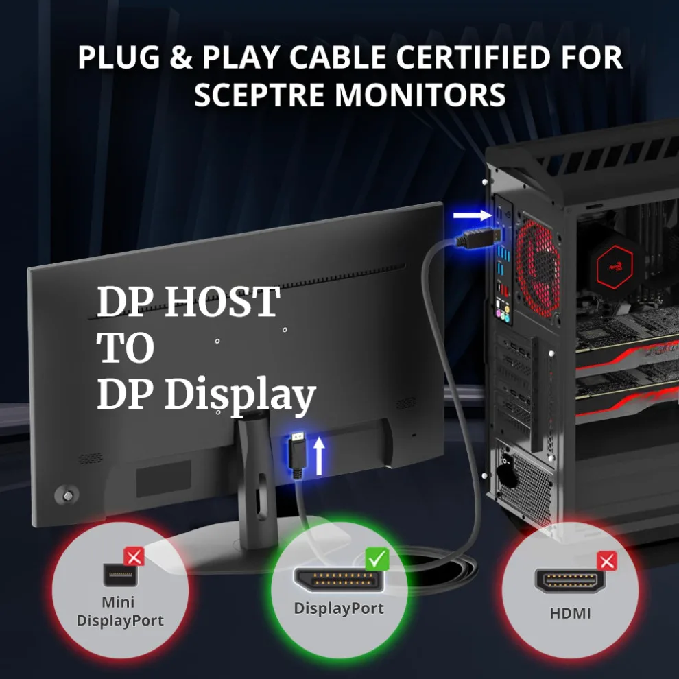 Enhanced DisplayPort to DisplayPort Cable - 1.8M Adapter for High-Quality Video Transmission