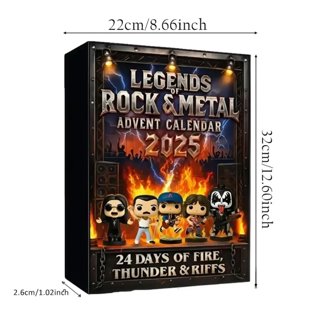 2D Flat Rock and Metal Christmas Advent Calendar Acrylic Iconic Music Character Collection Suitable Christmas Gifts