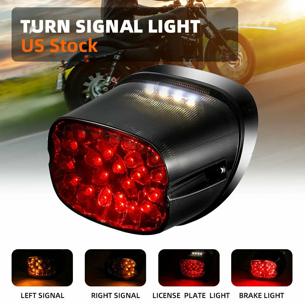 KEMIMOTO New Taillight Brake Rear Tail Light for Sportster Dyna Softail Electra Road Glide Red