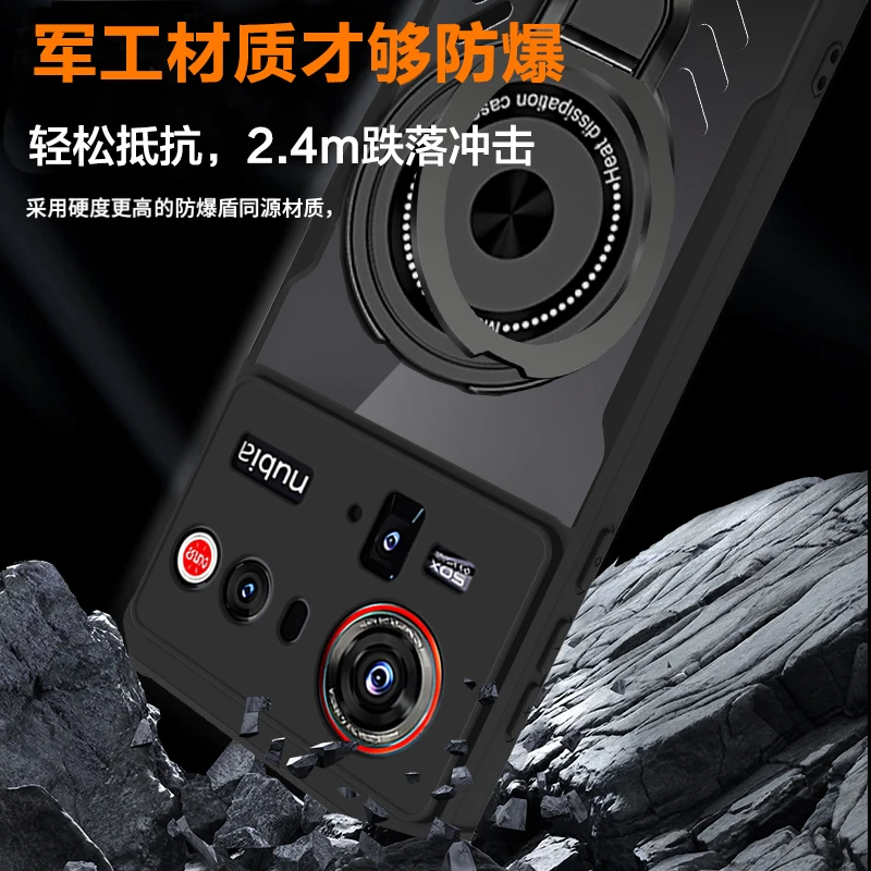 Silicone Cooling Phone Case with Graphene Heat Dissipation and Magnetic Stand - Shockproof Cover