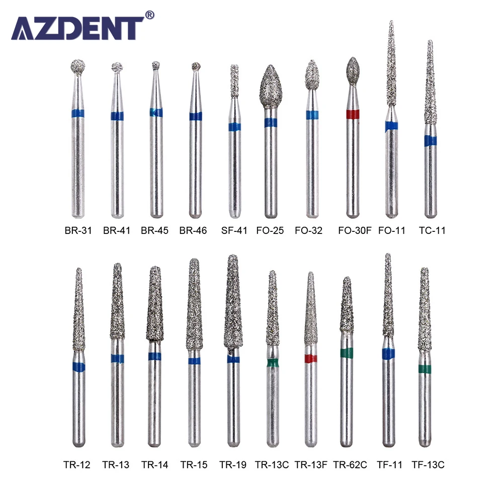 Azdent 100pcs/20boxes Dental Diamond Burs Drill Dental Burs Diaburs