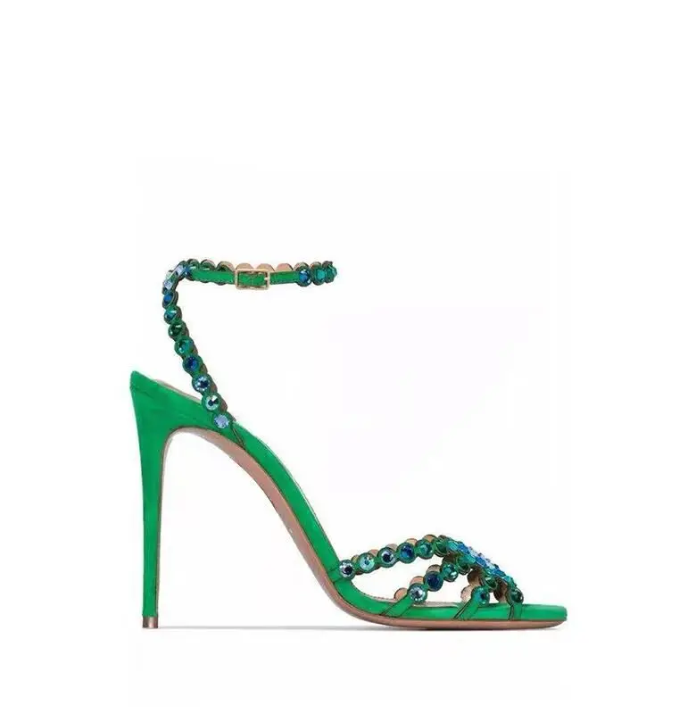 Peep Toe Ankle Buckle Slingback Rhinestone Sandals Women Bling Crystal High Heels Wedding Shoes Lady Elegant Vogue Dress Pumps Women Slingback Sandals Women High Heels Shoes Women Dress Shoes