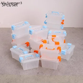 5Pcs Dollhouse Mini Storage Box Clear Toolbox Model Dollhouse Home Home Decoration Dolls House Micro Scene Decor Props