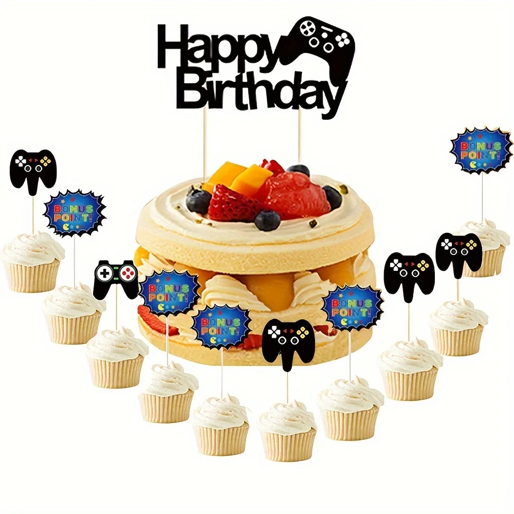 LaVenty Level Up - Decorazione Compleanno A Tema Videogioco - Set Con Striscione Happy Birthday, Palloncini Con Numeri 12 E 18, Per Festa Gamer - 3