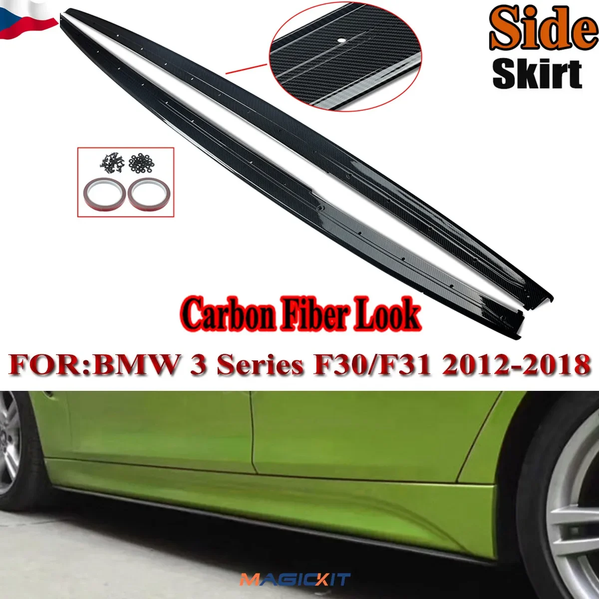 

MagicKit M SPORT CARBON LOOK LIKE STYLE SIDE SKIRTS EXTENSION BLADES FOR BMW F30 F31 3 SERIES 2012-2018