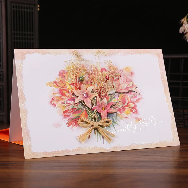 New Romantic Flower Birthday Christmas Card Greeting Cards Set Postcard Party Wedding Thank You Decorations Creative Girl Gifts