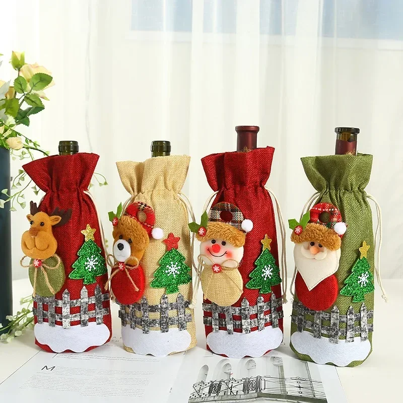 Christmas Wine Bottle Cover Merry Christmas Decor For Home Christmas Snowman Table Decor Xmas Gift Happy New Year