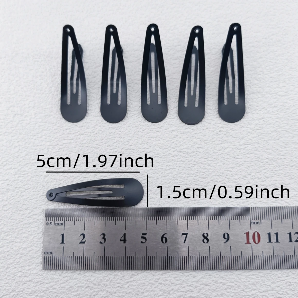 40-Pack Decorative Black Hair Clips - 2-Inch Metal Snap Barrettes