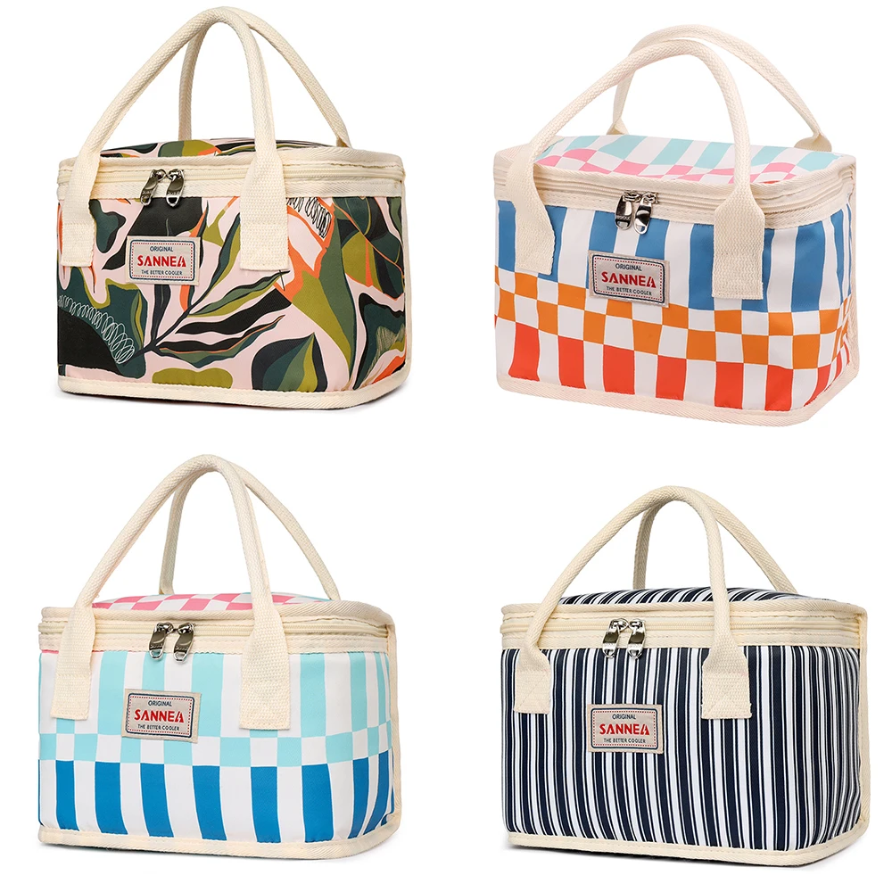 인쇄된 휴대용 도시락 가방, 큰 입구, 오픈형 도시락 가방, 보온 가방, 신선도..