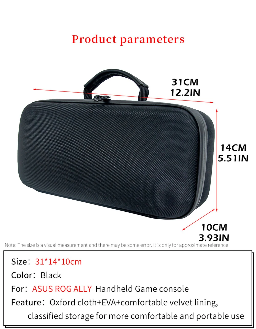 Étui Rigide ASUS ROG Ally / Ally X – Tissu Oxford – Support Intégré – 5 Emplacements Cartes – Housse De Transport Pour Console