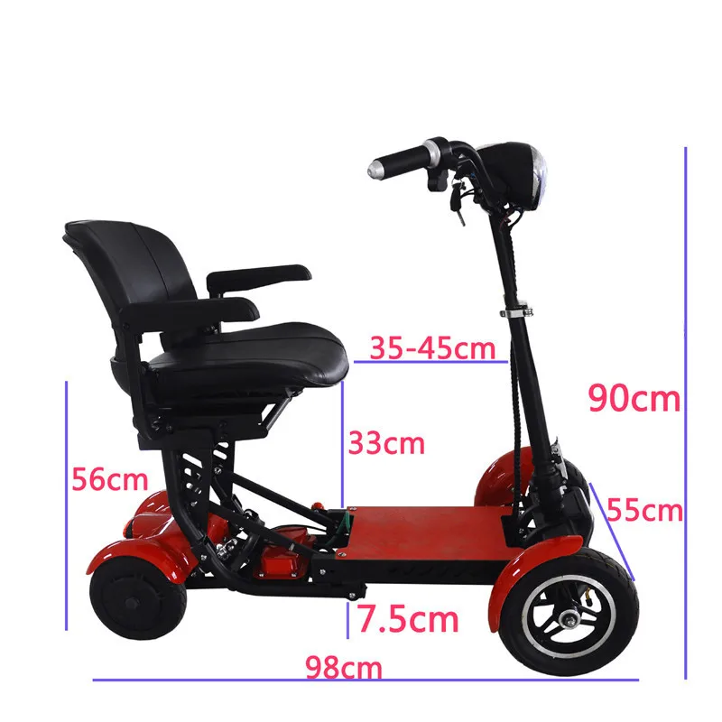 10 inch foldable electric scooter for adults elderly with seat 500w 36v lightweight mobility scooter for travel 4 wheels folding