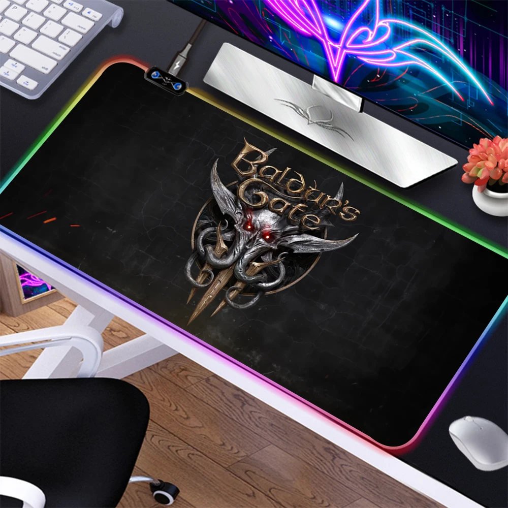 

Large RGB Mouse Pad xxl Gaming Mousepad LED Mause Pad Gamer Baldurs Gate Mouse Carpet Big Mause Pad PC Desk Pad Mat with Backlit