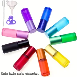 Premium Frosted Glass Roller Bottles for Essential Oils - Colorful and Thick Design (5ml bottlesand3parts)