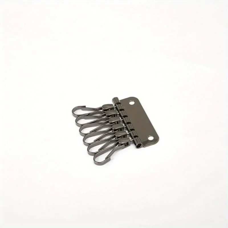 Leather Key Holder with 6 Hook Rivets - Wallet Keychain Organizer Accessory