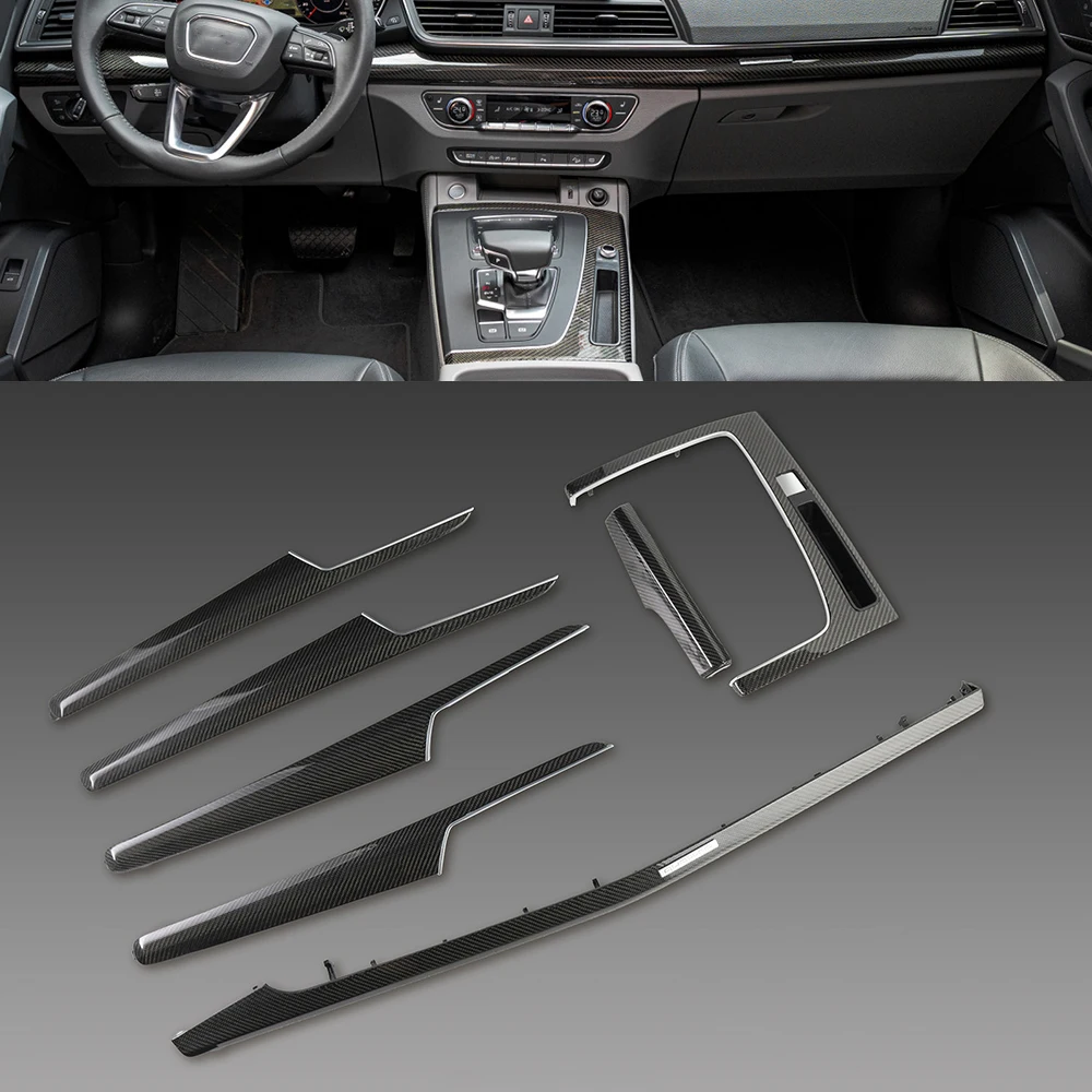 Carbon Interior Panel 7 Piece Set For Audi Q5 RSQ5 2018-2024 Carbon Fiber Interior Dashboard Door Trim Panel 1