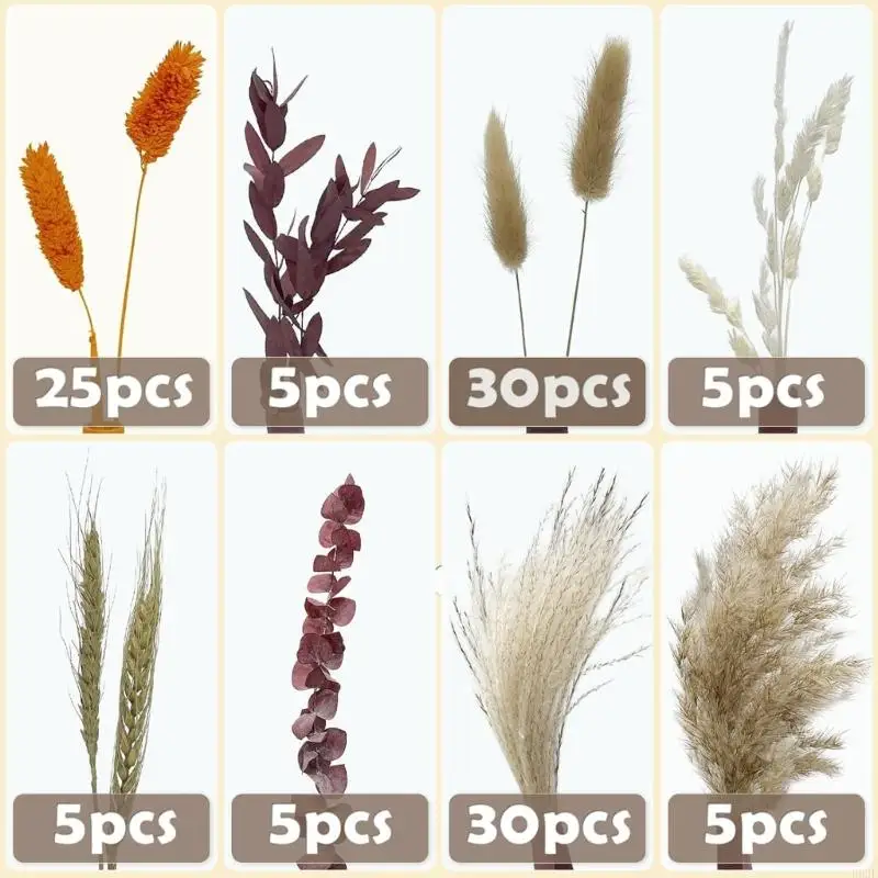 110 Stück getrockneter Blumenstrauß aus Pampasgras und natürlichen Stielen für Zuhause, Hochzeit, Tischaufsatz, Heimdekoration – Detail 8