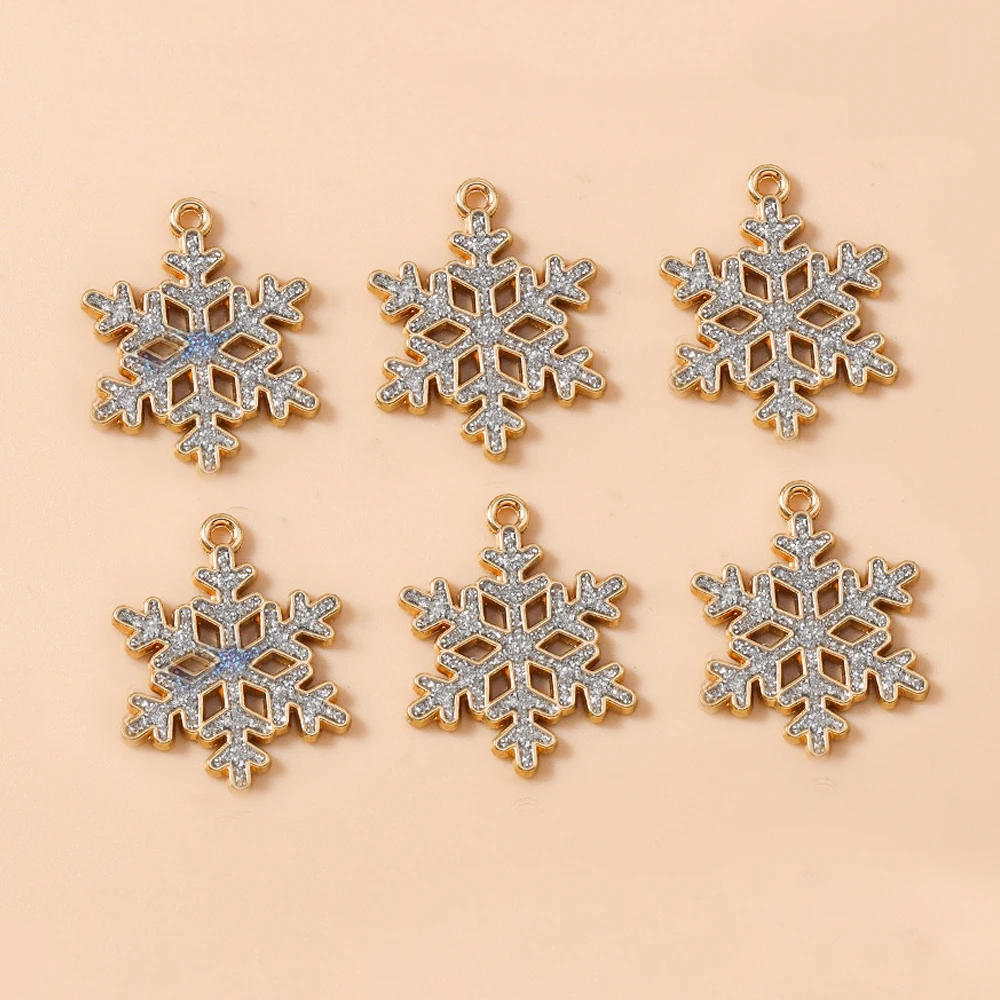 Leslie 10 teile/los Emaille Weihnachten Schneeflocke Charms für Ohrringe Weihnachtsbaum Schneemann Schneemann Charms DIY Schmuck Zubehör – Detail 6
