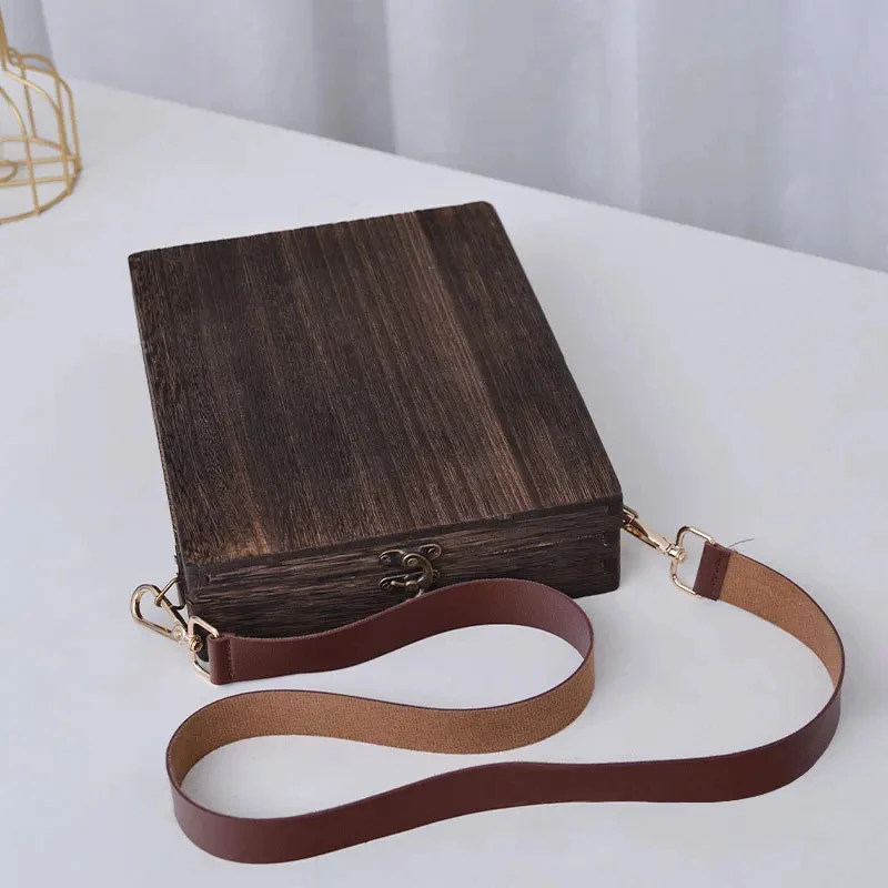 Retro Writers Wood Box Messenger Bags Outdoor Sketch Tool Storage Box with Lid Household Satchel Messenger Wooden Box 6