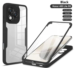 360 Full Protective Phone Cover with Clear Screen & Silicone Bumper for Honor 400 Lite (QS360 - Black)