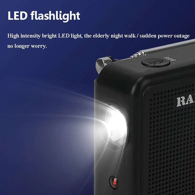 Mini Portable Full Band Radio Best Reception FM AM SW Radios with SOS Alarm LED Flashlight Wireless Bluetooth Speaker MP3 Player