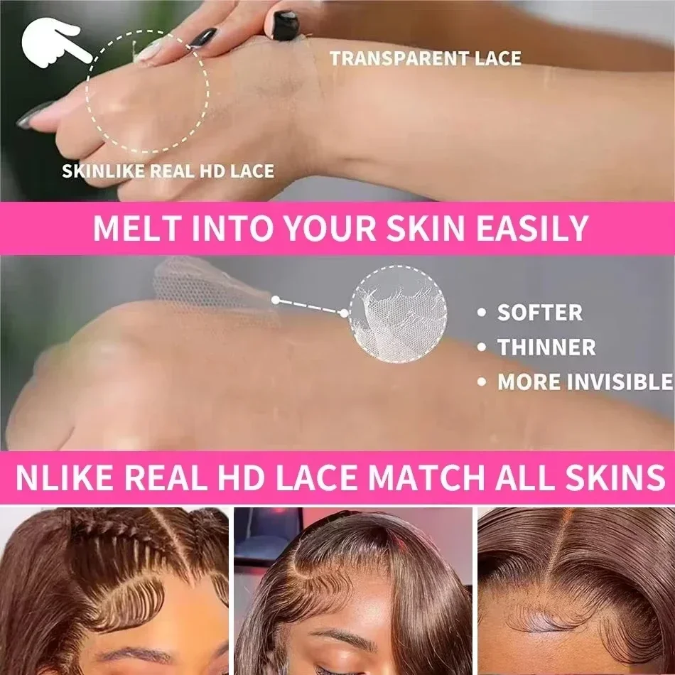 13x6 HD Chocolate Brown Bone Straight Lace Front Wig 5