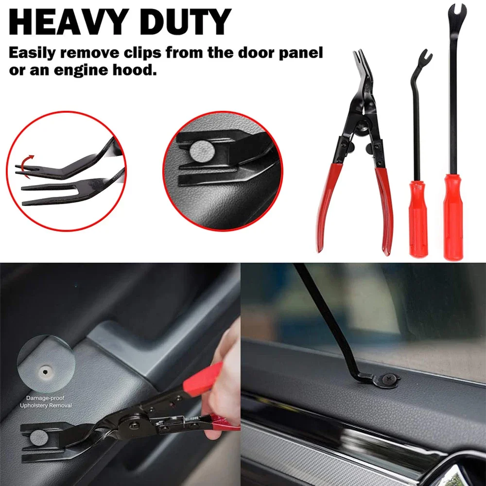 4Pcs Car Clip Pliers Set Fastener Removal Tool, Auto Trim Removal Tool Kit Pry Tool Set Car Door Panel Dashboard Repair Kit.