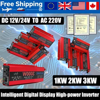 Inverter a Onda Pura Fai-da-te 1000W 3000W da DC a AC 12V/24V a 220V, Inverter di Potenza per Auto, Convertitore Power Bank Portatile, Trasformatore per Auto 2kW