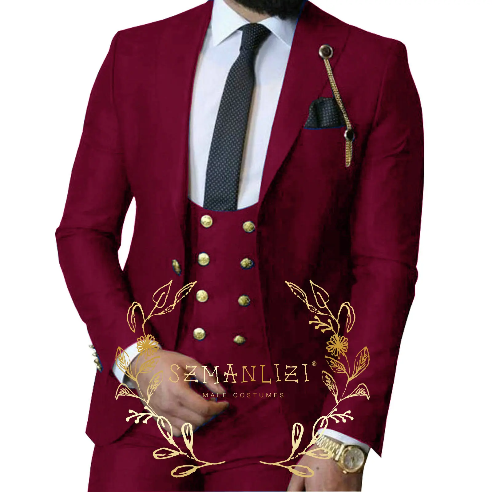 2024 Costume Homme Italian Business Slim Fit 3 Pieces Royal Blue Men's Suits Groom Prom Tuxedos Groomsmen Blazer For Wedding