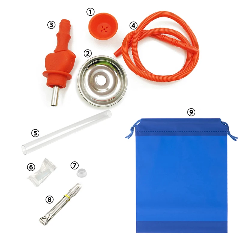 Hookah Liquor Bottle Silicone Kit Flavor Smoking Set Whiskey Glass Vodka Champagne Water Pipe Hiking Hookha Stem Travel Nargileh 6