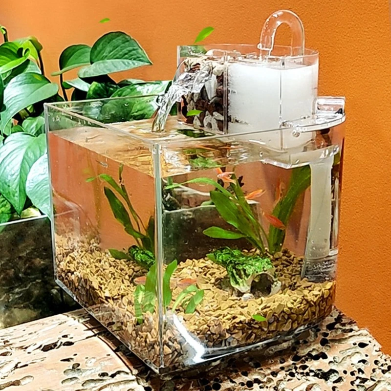 D0JA Mini Acrylic Aquarium Transparent Fish Keeper Fishbowl