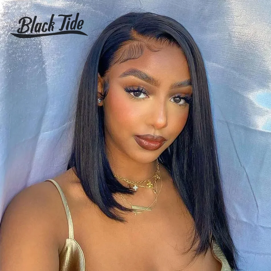 

Glueless Bob Wig Human Hair Straight 14Inch Bob Lace Front Wigs Human Hair 13x4 HD Lace Front Wigs Pre Plucked with Baby Hair