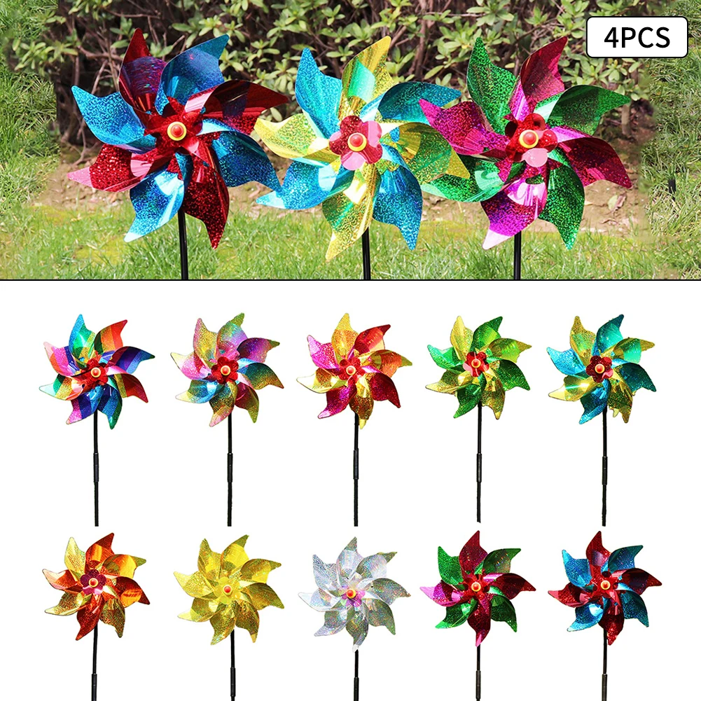 4* Bird Repellent Windmill Reflective Pinwheel Bird Protection Pigeon