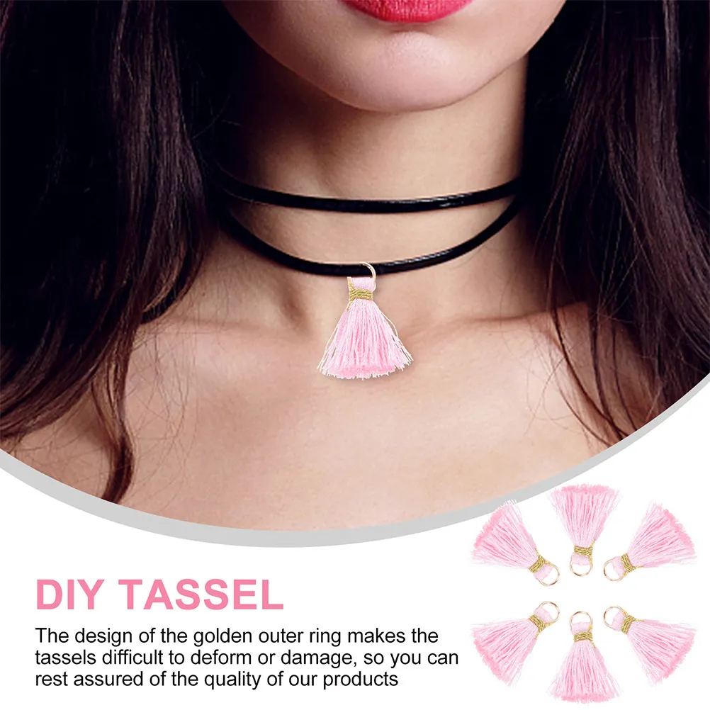 50Pcs 프리미엄 레이온 태슬(작은 링 구멍 포함) DIY 태슬 펜던트 공예용 쥬얼리 액세서리 선물 포장 팬 펜던트