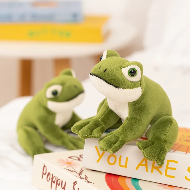 Mini Summer Frog Plush Toys 12cm Lifelike Big Eyes Frog Doll Soft Stuffed Palm Pets Office Desktop Companion Cute Kids Toys