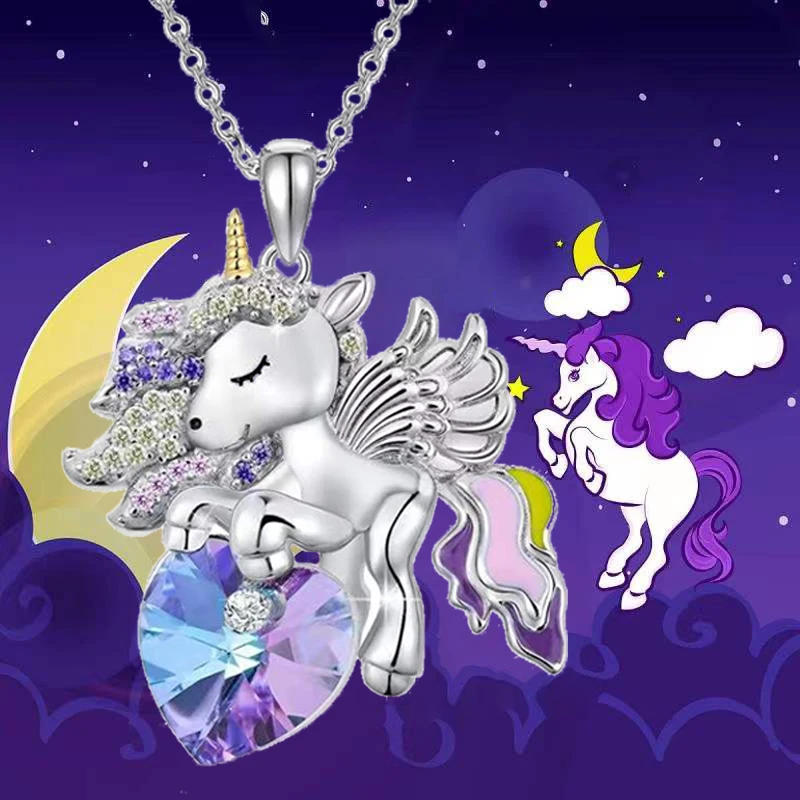 Exquisite Fashion Unicorn Necklace Color Cartoon Unicorn Jewelry Pendant  Necklace for Women Party Birthday Anniversary Gift