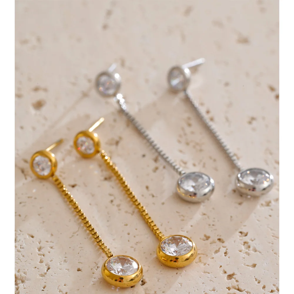 Yhpup Stainless Steel Long Chain Dangle Earrings