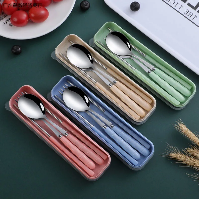 Portable Cutlery Set 4pcs Stainless Steel Silverware Set with Case for Lunch  Box Reusable Travel Camping Flatware Set Personal - AliExpress