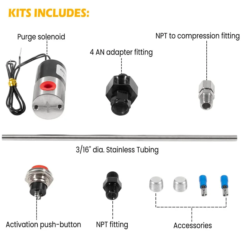 16030NOS 4AN Line Purge Valve Kit with Instructions ,Fitting Release Trapped Air /Gaseous Nitrous