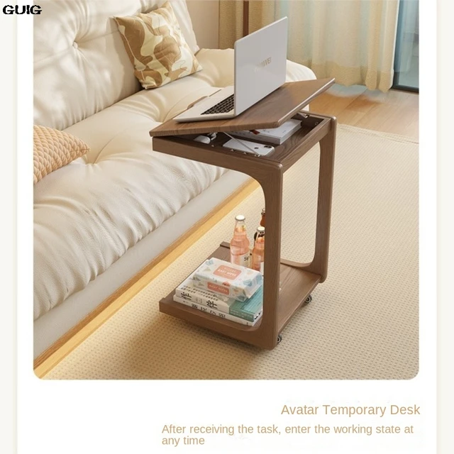 GUIG Mobile Small Coffee Table Home With Wheel Bedroom Multi-functional Clamshell Bedside Table Living Room Sofa Side Table 5