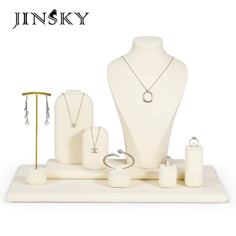 

Jewelry window jewelry display rack counter display set round necklaces earrings rings bracelets jewelry white
