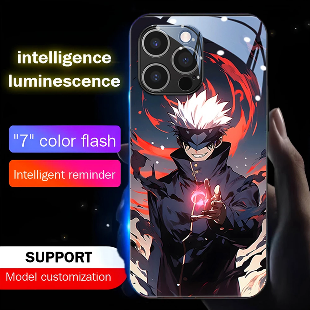 Super coole neue Anime-Sound-Control-LED-Flash-Hüllen, leuchtende Glasabdeckung für Samsung S26 S25 S24 S23 S22 S21 S20 FE Plus Ultra