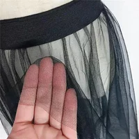 Black White Long Tulle Lace Mesh Skirt Women Petticoat Underskirt Summer Korean Irregular Cover Up Skirt Tutu Skirt For Girl - Image 5
