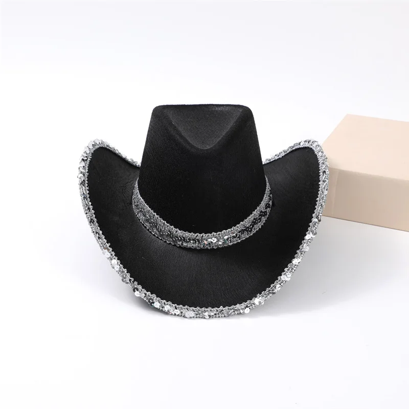 Sequin Cowboy Hat for Men And Women Western Cowboy Cowgirl Caps Birthday Valentine's Day Party Headwear Cosplay Prop cowgirl hats cowboy hats