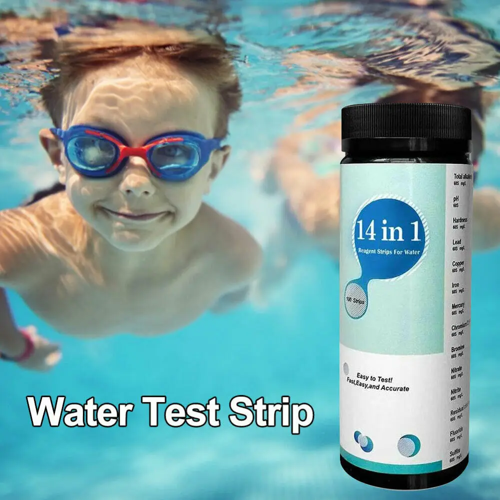 

Strips 14 in 1 Test Strips Swimming Pool Spa Reagent Strips for Water pH Chlorine Alkalinity Bromine Hardness Tools 40%off