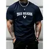 2025 New TRUE RELIGION Letter Fun Printed Cotton Men's T-shirt Fashion Loose Casual Daily Trend Large Round Neck Street T-shirt 3