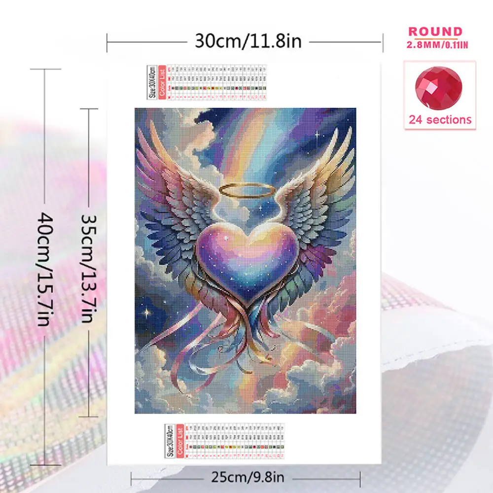 Momoart Love Heart Diamond Painting Wing Landscape DIY Picture Rhinestones Angel Diamond Mosaic Cloud Handicraft diamond painting