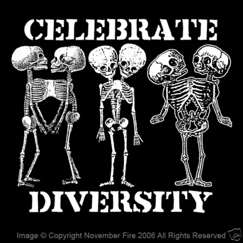 Celebrate Diversity Freak Siamesi Twins Fetal Skull Sideshow Fun T Shirt Nft249 Maniche Lunghe O Corte