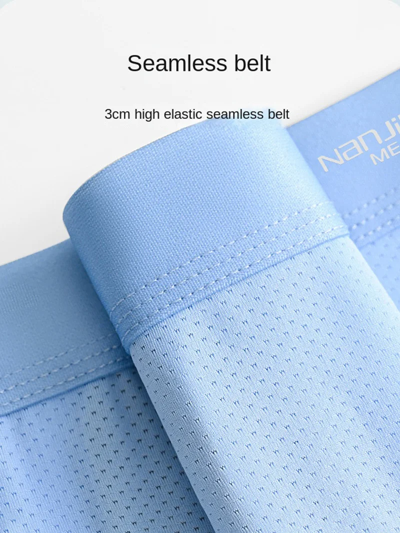 1/5Pcs Ice Silk Boxer Shorts for Men Breathable Sexy Thin Underwear U Convex Design Lingerie plus Size Available L-6XL Male Unde 4