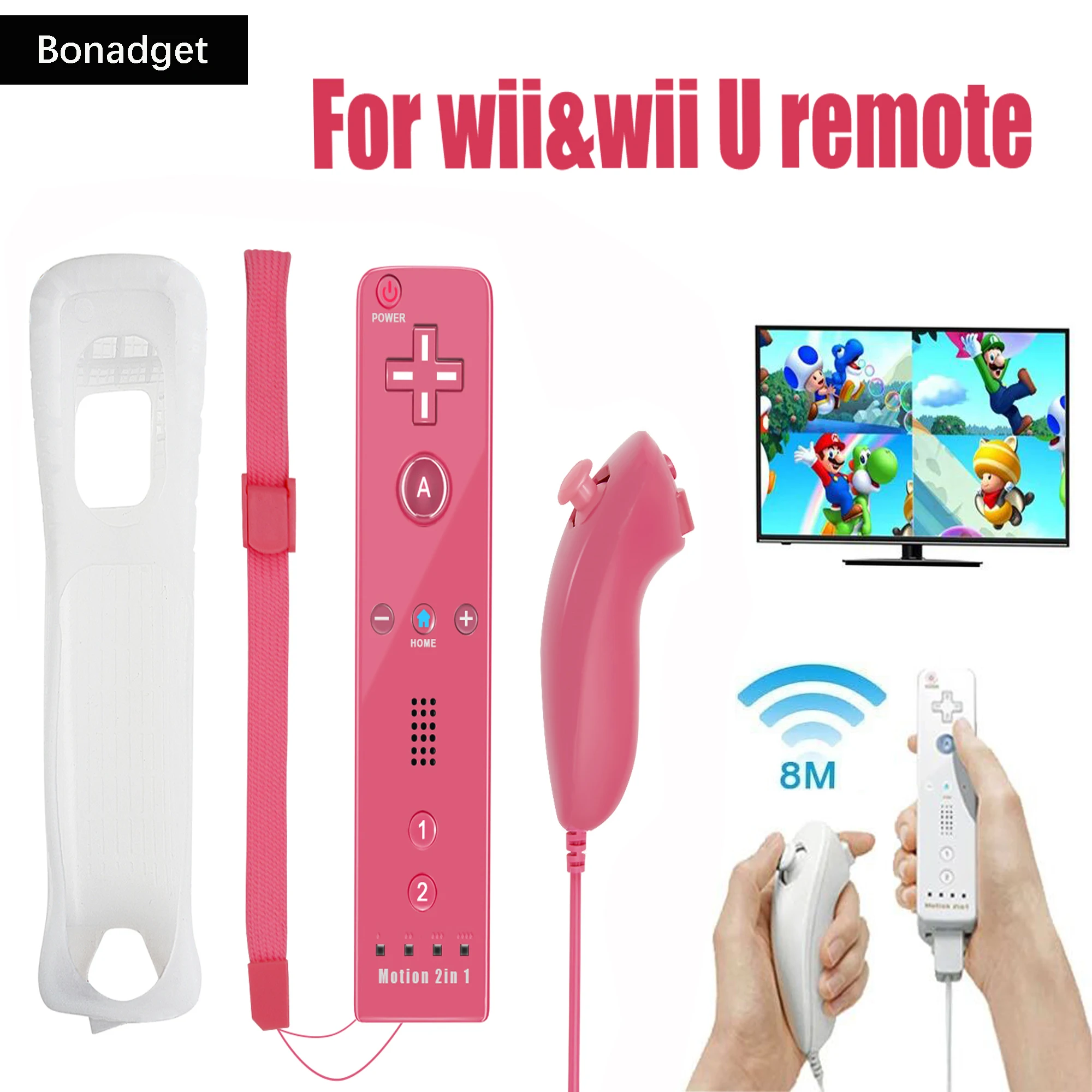 For Nintendo Wii/Wii U Joystick 2 in 1 Wireless Nunchuck Remote Gamepad Optional Motion Plus Video Game Controller