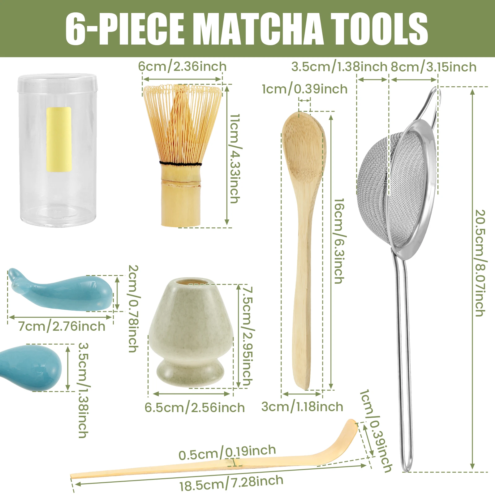 6Pcs Bamboo Wood Matcha Whisk Set for Home Easy to Clean Rust Resistant Japanese Matcha Scoop Kit tea cup set